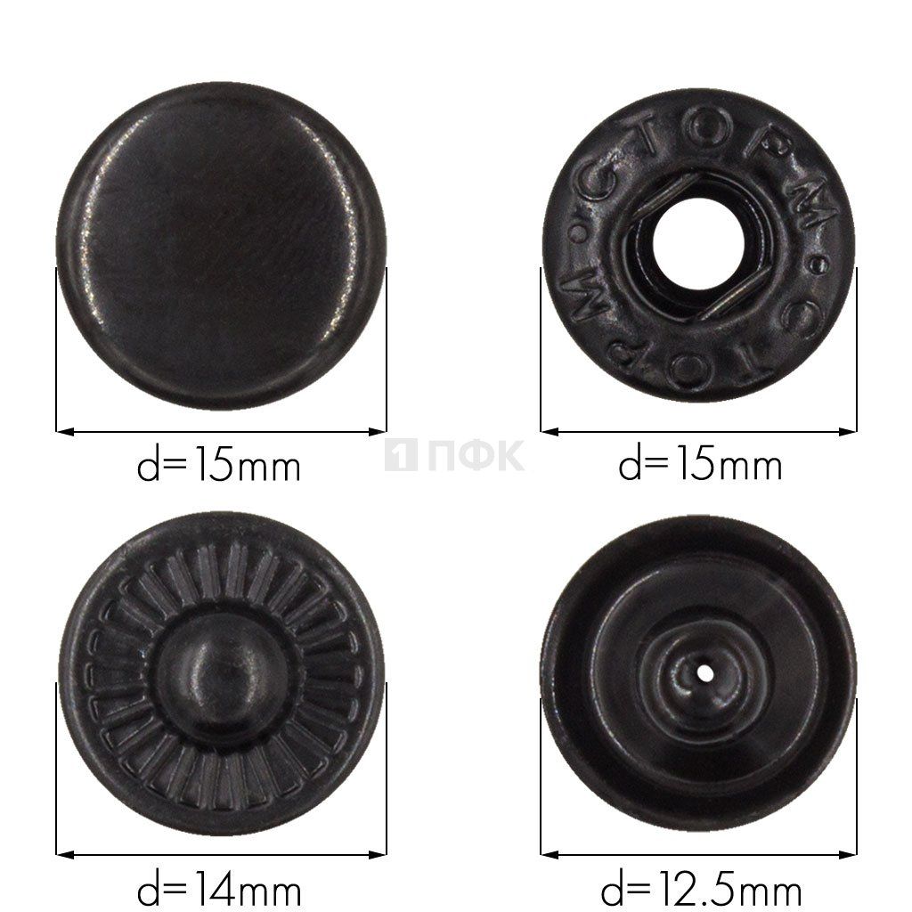 Кнопка для одежды 15мм Альфа сталь цв оксид (уп 720шт) STORM
