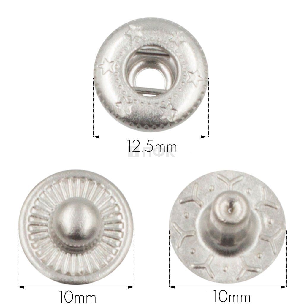 3 Части кнопки для одежды 12,5мм Альфа сталь цв никель (уп 1440шт) STRONG