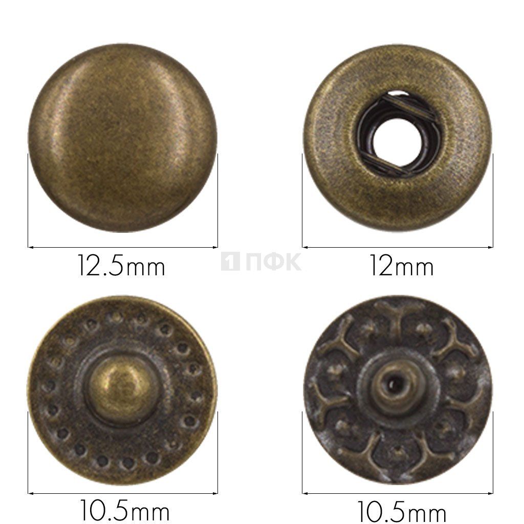 Кнопка для одежды 12,5мм Альфа сталь цв антик (уп 1440шт) NEW STAR — ПФКР Кнопка для одежды 12,5мм Альфа сталь цв антик (уп 1440шт) NEW STAR