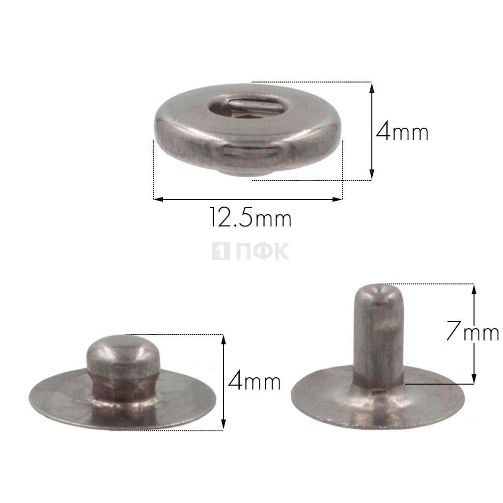 3 Части кнопки для одежды 12,5мм Альфа сталь цв никель тем (уп 1440шт) STRONG — ПФКР 3 Части кнопки для одежды 12,5мм Альфа сталь цв никель тем (уп 1440шт) STRONG