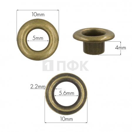 Люверсы №3 5мм сталь цв антик (уп 5000шт) 