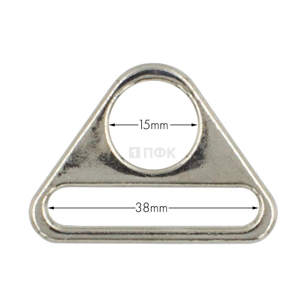 Пряжка металлическая треугольник 38мм никель (уп 500/5000шт) 7,73гр — ПФКР Пряжка металлическая треугольник 38мм никель (уп 500/5000шт) 7,73гр