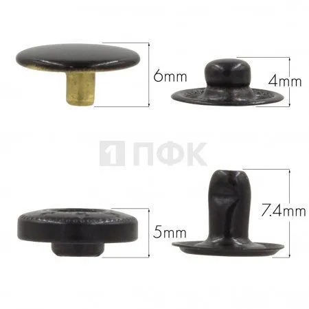 Кнопка для одежды 12,5мм Альфа латунь цв оксид (уп 1440шт) ПФК